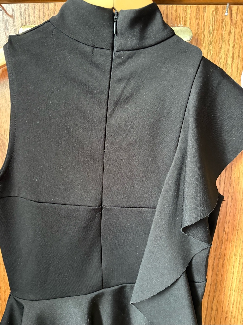 Asymmetrical Black Ruffle Peplum Top - Picture 3 of 9